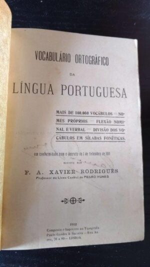 Vocabulário ortográfico da língua portuguesa - F. A. Xavier Rodrigues