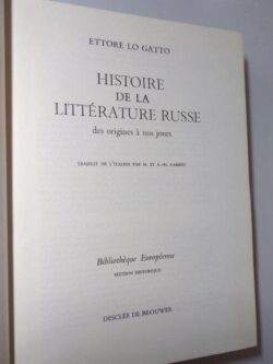 Histoire de la littérature russe - Ettore Lo Gatto