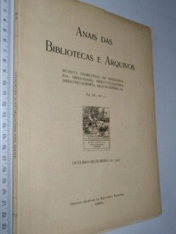 Anais das bibliotecas e arquivos (vol. III