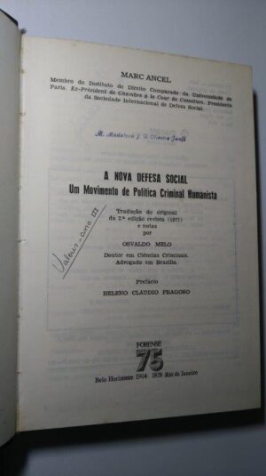 A nova defesa social (Um movimento de política criminal humanista) - Marc Ancel