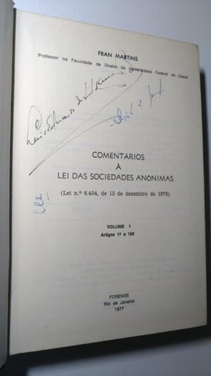 Comentários à Lei das Sociedades Anónimas (Vol. I) - Fran Martins