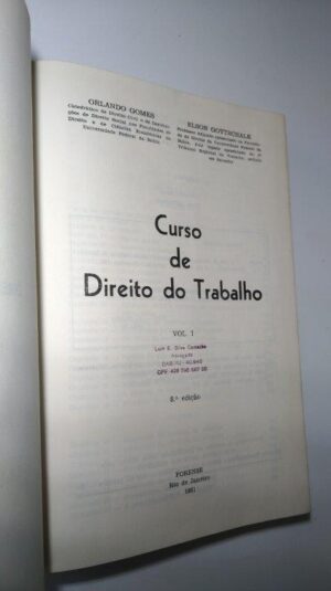 Curso de Direito do Trabalho (Vol. I) - Orlando Gomes