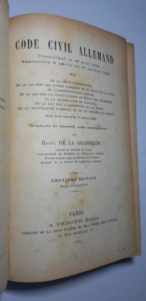 Code Civil Allemand - Raoul de la Grasserie